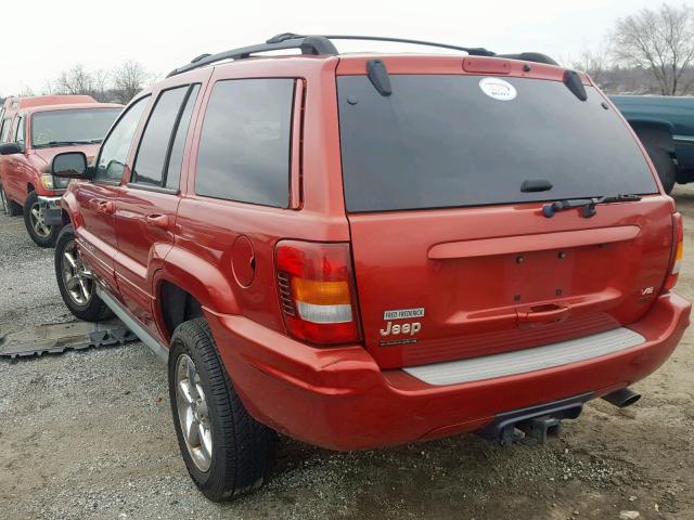 1J8GW68J12C171413 - 2002 JEEP GRAND CHER RED photo 3