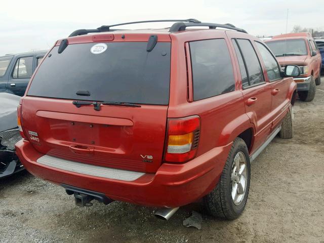 1J8GW68J12C171413 - 2002 JEEP GRAND CHER RED photo 4