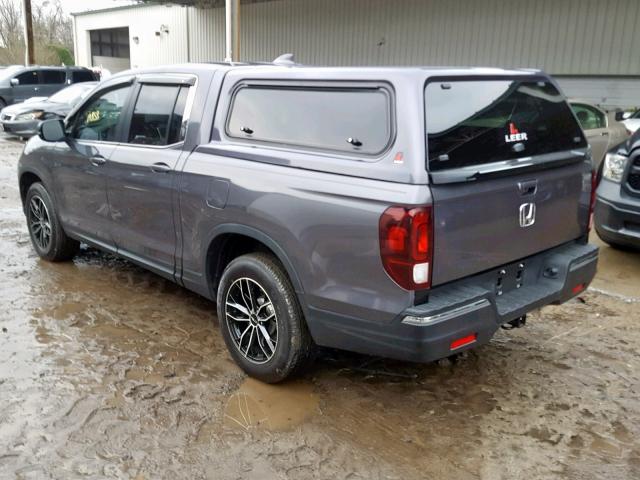 5FPYK3F58KB005167 - 2019 HONDA RIDGELINE GRAY photo 3