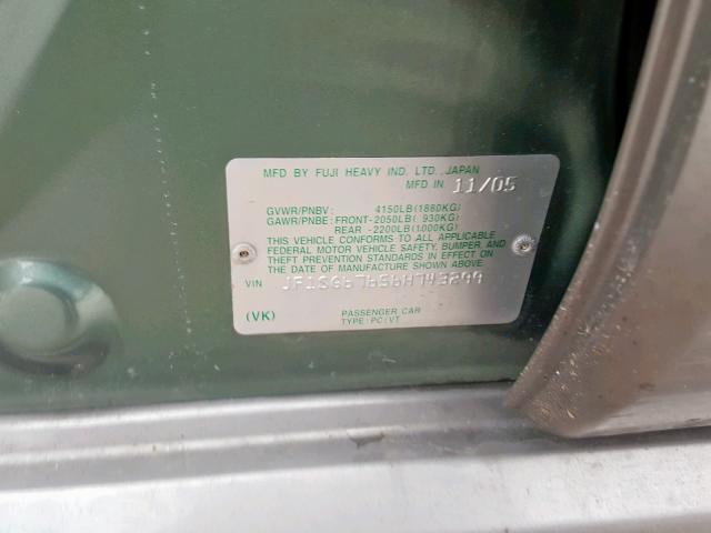 JF1SG67656H743299 - 2006 SUBARU FORESTER 2 Verde foto 10