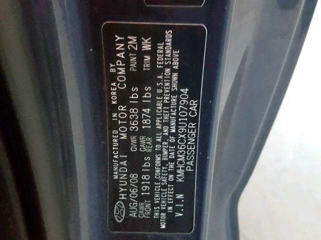 KMHCM36CX9U107904 - 2009 HYUNDAI ACCENT GS BLUE photo 10