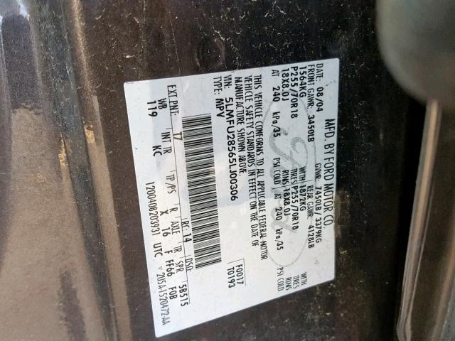 5LMFU28565LJ00306 - 2005 LINCOLN NAVIGATOR Qəhvəyi foto 10