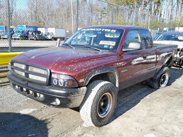 1B7GG42N22S587822 - 2002 DODGE DAKOTA SLT RED photo 2