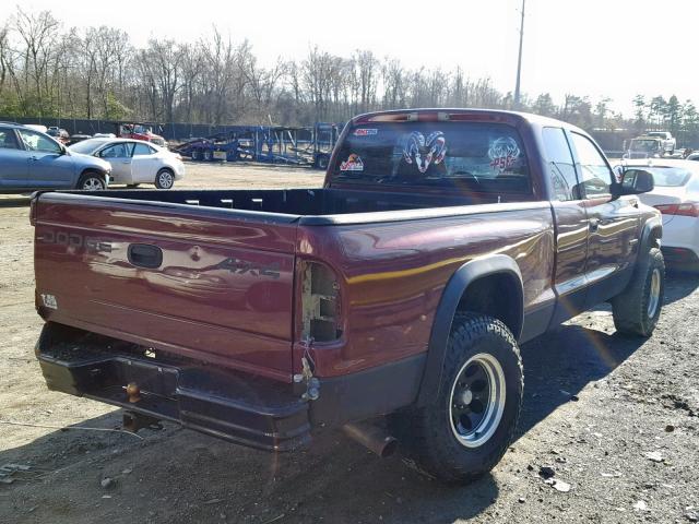 1B7GG42N22S587822 - 2002 DODGE DAKOTA SLT RED photo 4