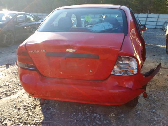 KL1TD56636B669412 - 2006 CHEVROLET AVEO BASE Қызыл фото 9
