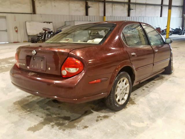 JN1CA31D21T620333 - 2001 NISSAN MAXIMA GXE MAROON photo 4