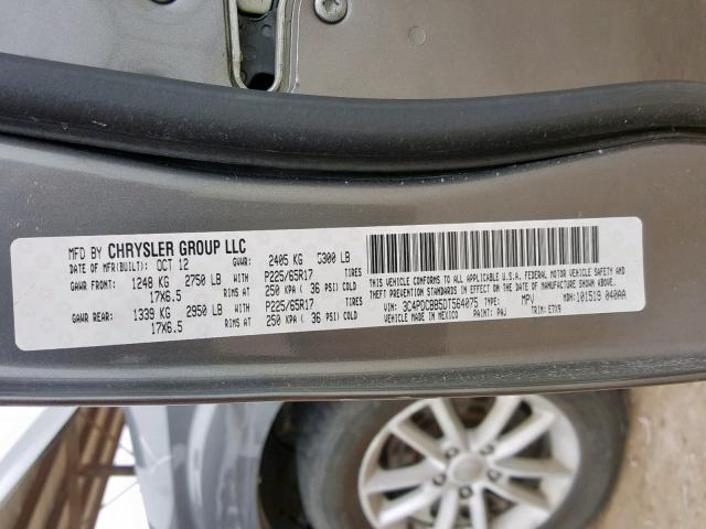 3C4PDCBB5DT564075 - 2013 DODGE JOURNEY SX GRAY photo 10