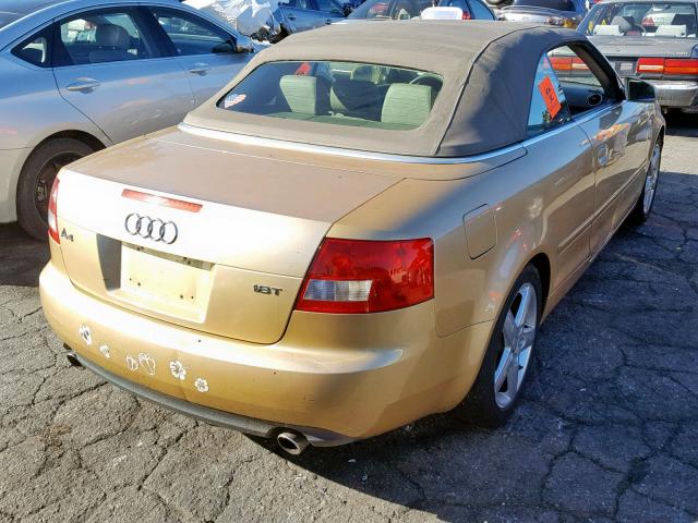 WAUAC48H83K020516 - 2003 AUDI A4 1.8 CAB GOLD photo 4