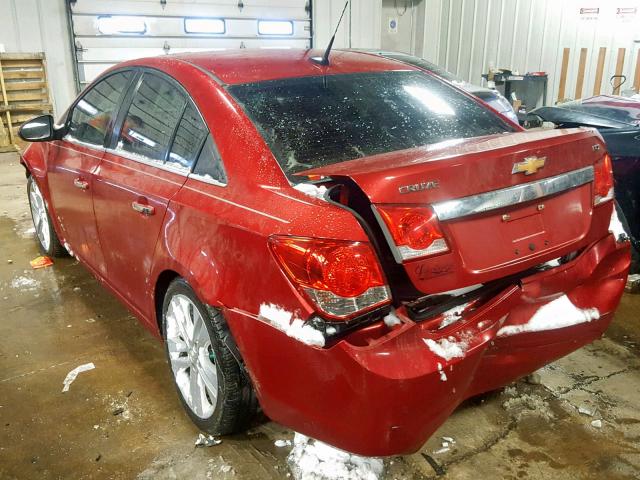 1G1PH5S98B7231683 - 2011 CHEVROLET CRUZE LTZ RED photo 3