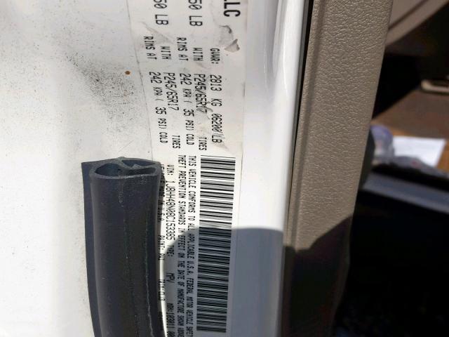 1J8HH48N08C153385 - 2008 JEEP COMMANDER WHITE photo 10