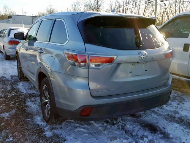 5TDJKRFH8GS299471 - 2016 TOYOTA HIGHLANDER SILVER photo 3