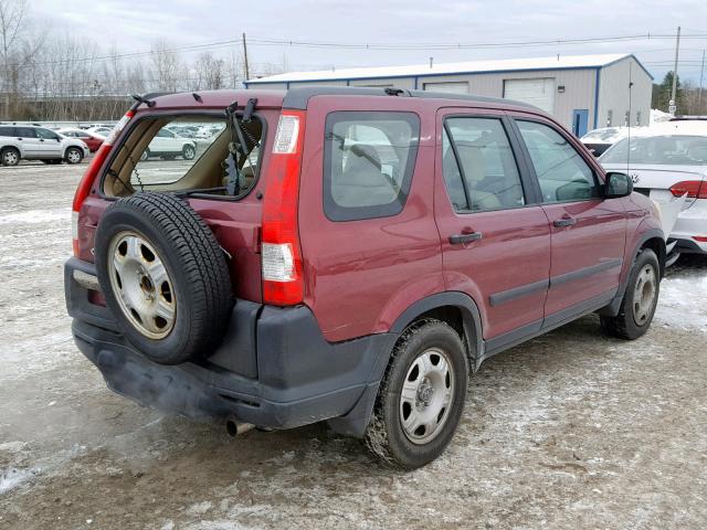 SHSRD78526U420138 - 2006 HONDA CR-V LX BURGUNDY photo 4