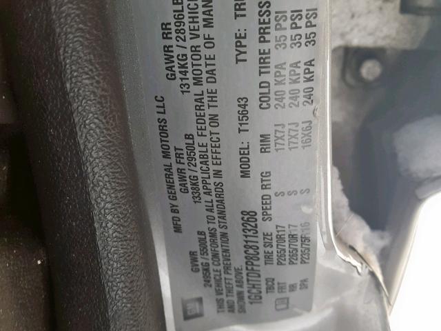 1GCHTDFP8C8113268 - 2012 CHEVROLET COLORADO L SILVER photo 10