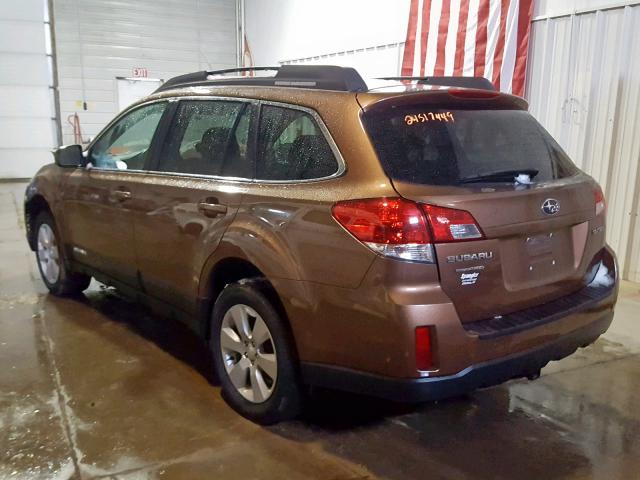 4S4BRCCC8B3398304 - 2011 SUBARU OUTBACK 2. BROWN photo 3