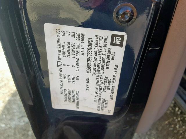 1GNDU23L76D209655 - 2006 CHEVROLET UPLANDER L Mavi foto 10