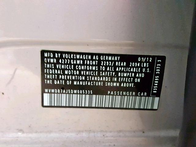 WVWDB7AJ5DW085335 - 2013 VOLKSWAGEN GOLF 银色 照片 10