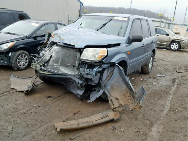 2HKYF18176H561022 - 2006 HONDA PILOT LX BLUE photo 2