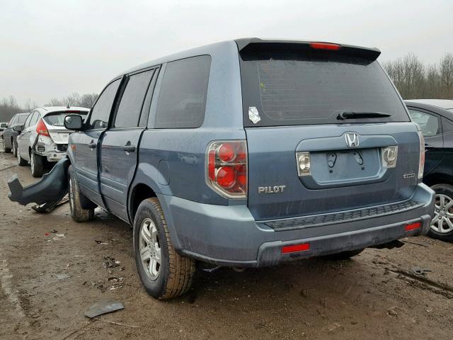 2HKYF18176H561022 - 2006 HONDA PILOT LX BLUE photo 3