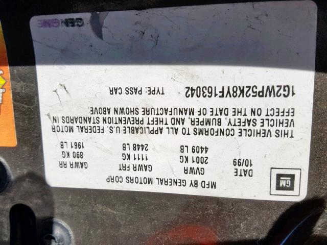 1G2WP52K8YF163042 - 2000 PONTIAC GRAND PRIX BROWN photo 10