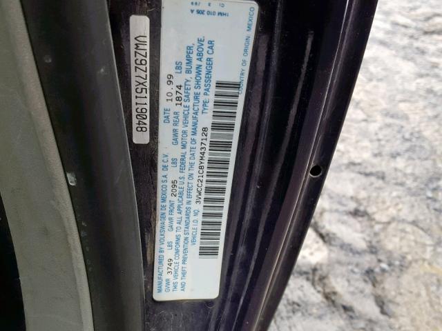 3VWCC21C8YM437128 - 2000 VOLKSWAGEN NEW BEETLE Blau Foto 10