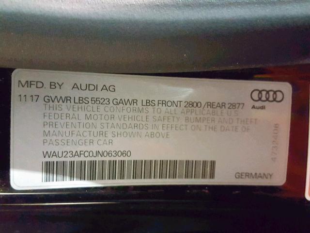 WAU23AFC0JN063060 - 2018 AUDI A7 PRESTIG BLACK photo 10