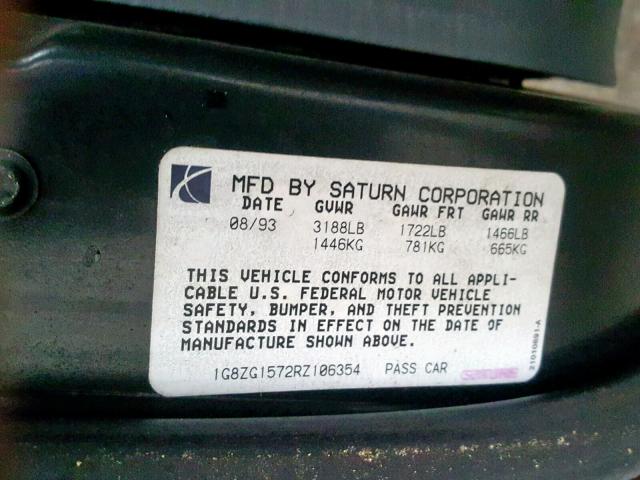 1G8ZG1572RZ106354 - 1994 SATURN SC2 RED photo 10