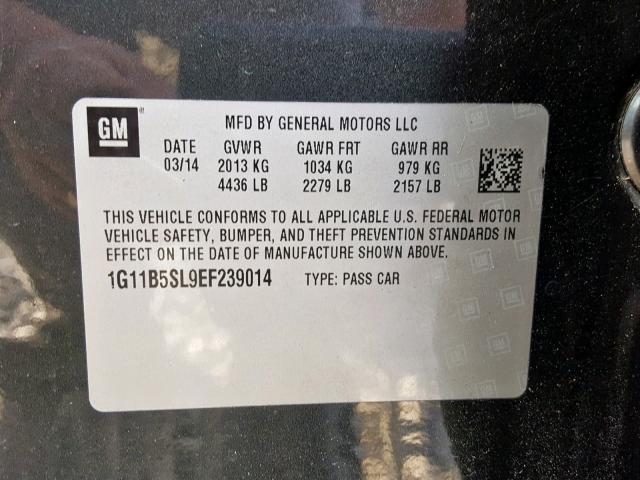 1G11B5SL9EF239014 - 2014 CHEVROLET MALIBU LS GRAY photo 10