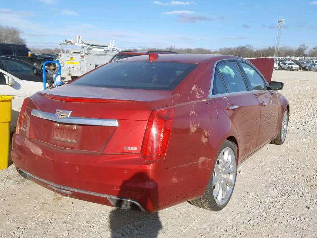 1G6AT5S39F0100092 - 2015 CADILLAC CTS PREMIU RED photo 4