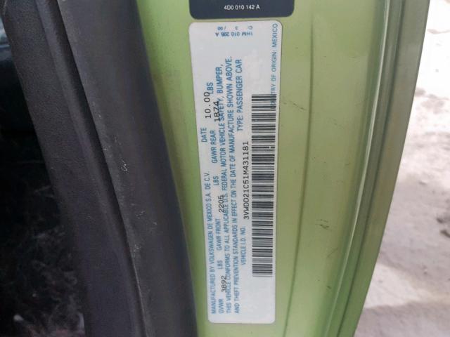 3VWDD21C51M431181 - 2001 VOLKSWAGEN NEW BEETLE Yaşıl foto 10