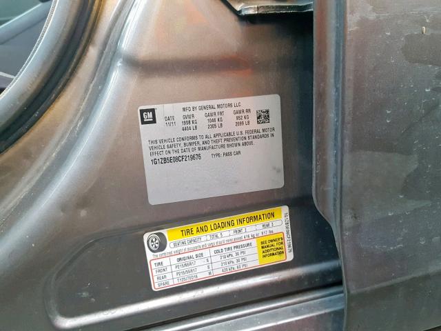 1G1ZB5E08CF219676 - 2012 CHEVROLET MALIBU LS GRAY photo 10