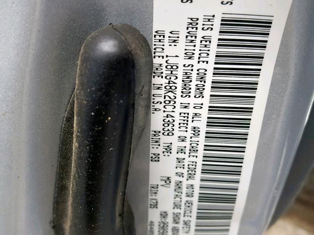 1J8HG48K26C143639 - 2006 JEEP COMMANDER SILVER photo 10