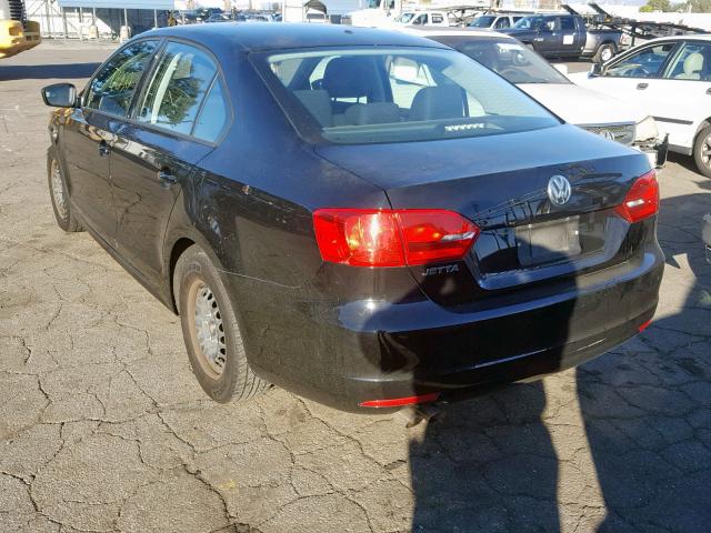 3VW2K7AJ0DM259445 - 2013 VOLKSWAGEN JETTA BASE BLACK photo 3