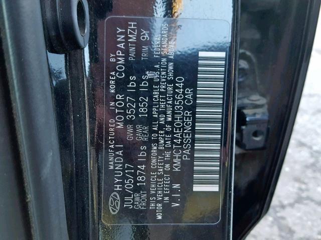 KMHCT4AE0HU356440 - 2017 HYUNDAI ACCENT SE BLACK photo 10