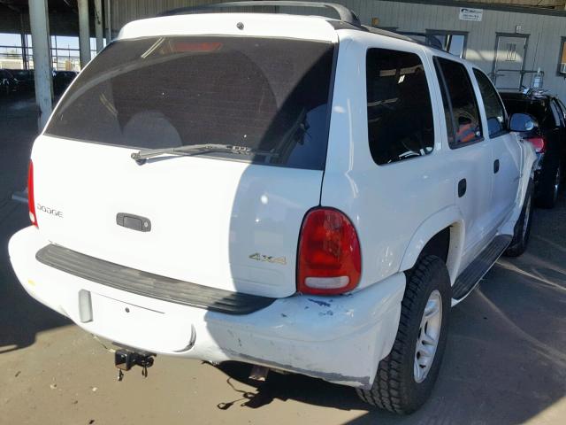 1B4HS28N01F638334 - 2001 DODGE DURANGO WHITE photo 4