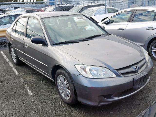 2HGES16625H629197 - 2005 HONDA CIVIC LX GRAY photo 1