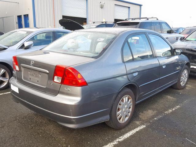 2HGES16625H629197 - 2005 HONDA CIVIC LX GRAY photo 4