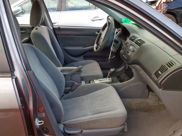 2HGES16625H629197 - 2005 HONDA CIVIC LX GRAY photo 5