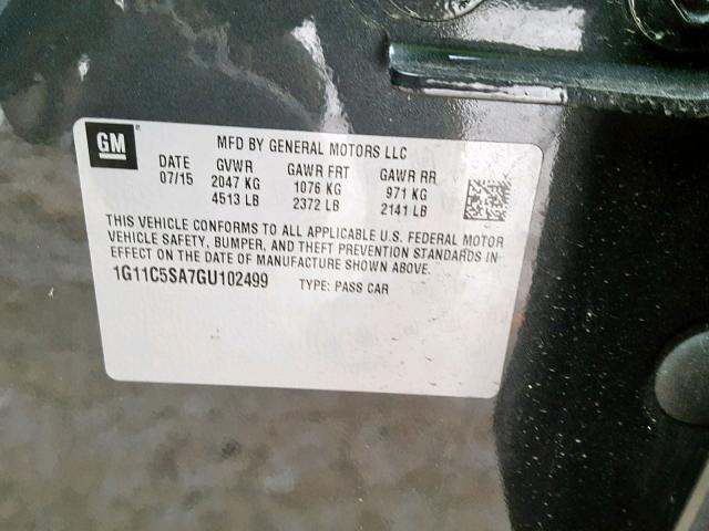 1G11C5SA7GU102499 - 2016 CHEVROLET MALIBU LIM 黑色 照片 10