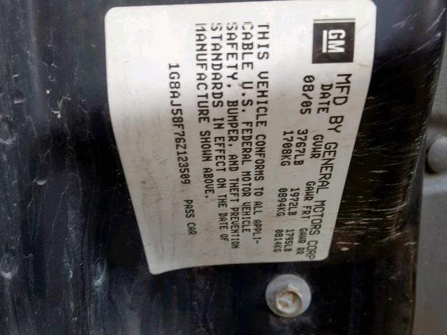 1G8AJ58F76Z123509 - 2006 SATURN ION LEVEL BLACK photo 10