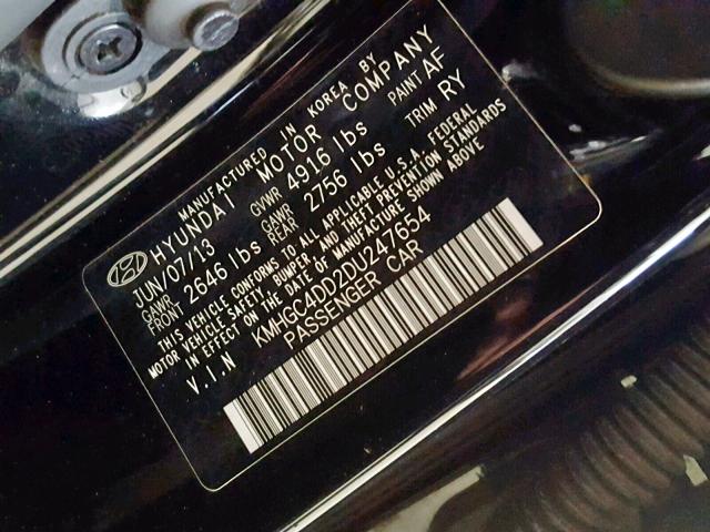 KMHGC4DD2DU247654 - 2013 HYUNDAI GENESIS 3. 黑色 照片 10