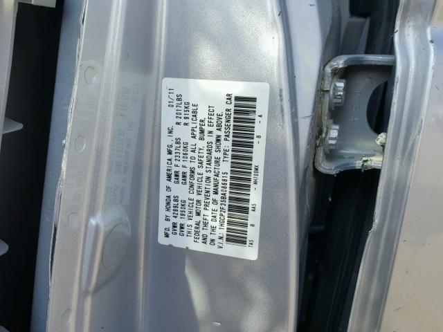 1HGCP2F35BA086815 - 2011 HONDA ACCORD LX SILVER photo 10