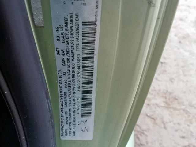 3VWPG31C76M416053 - 2006 VOLKSWAGEN NEW BEETLE Yaşıl foto 10