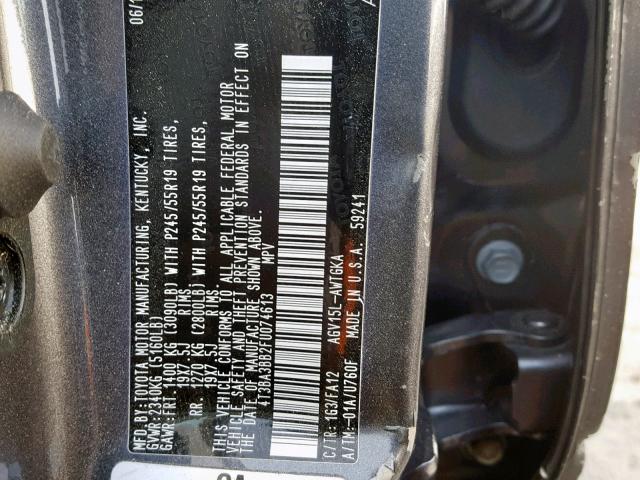 4T3BA3BB2FU074613 - 2015 TOYOTA VENZA LE GRAY photo 10