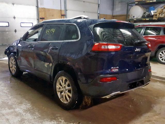 1C4PJMDS2FW505638 - 2015 JEEP CHEROKEE L BLUE photo 3