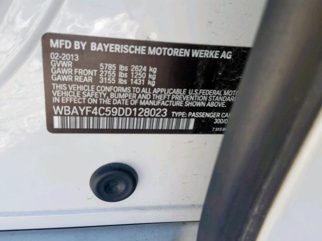 WBAYF4C59DD128023 - 2013 BMW 740 LXI WHITE photo 10