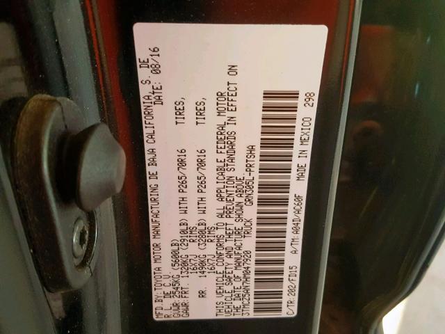 3TMCZ5AN7HM047920 - 2017 TOYOTA TACOMA DOU შავი ფოტო 10