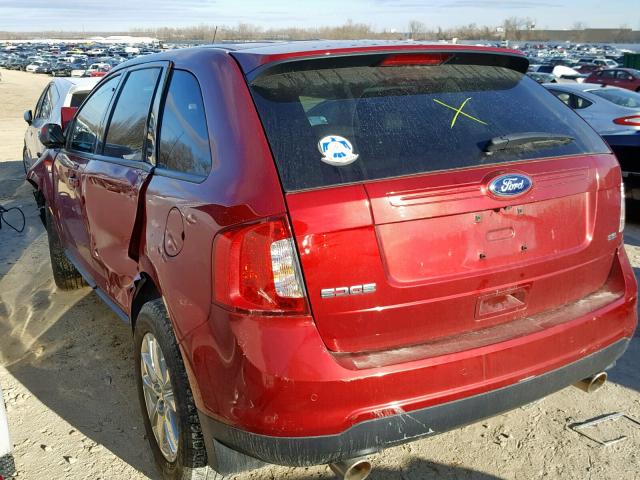 2FMDK3JC3EBB36131 - 2014 FORD EDGE SEL RED photo 3