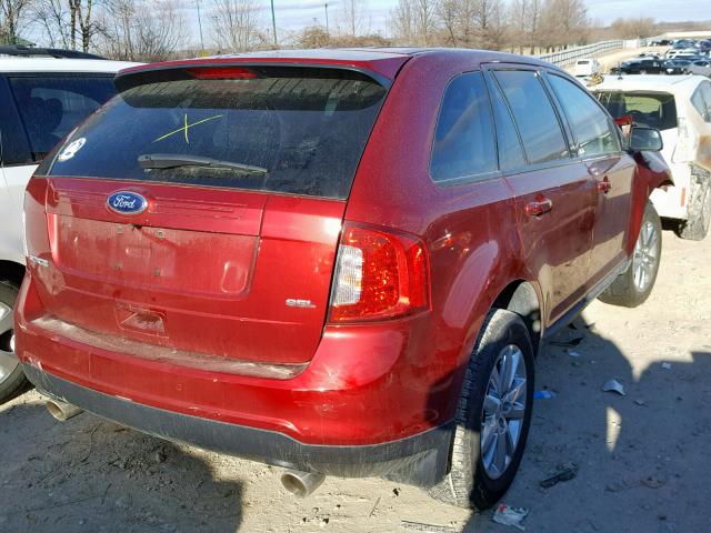 2FMDK3JC3EBB36131 - 2014 FORD EDGE SEL RED photo 4