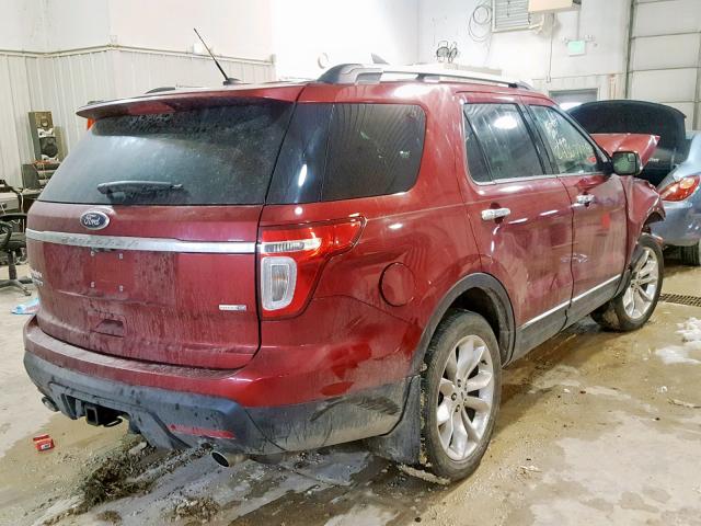 1FM5K8F80EGB52589 - 2014 FORD EXPLORER L RED photo 4