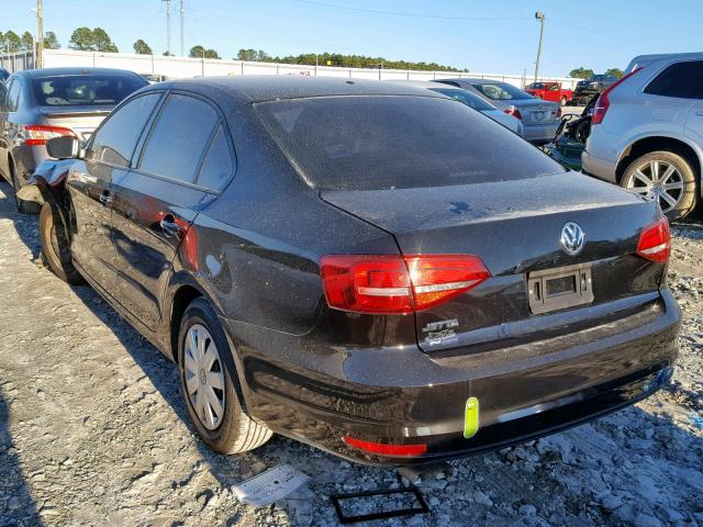 3VW2K7AJ8FM302125 - 2015 VOLKSWAGEN JETTA BASE BLACK photo 3